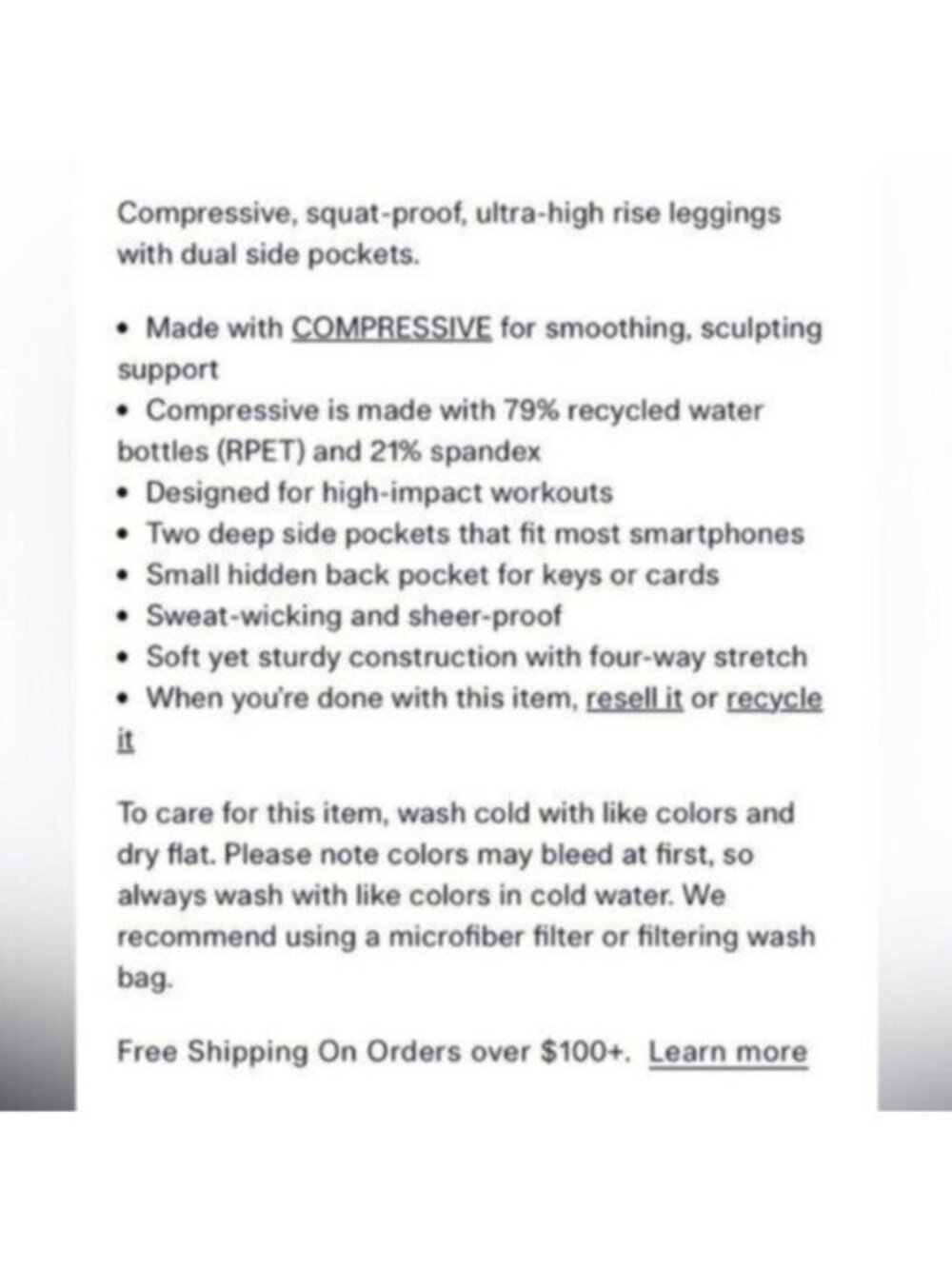 Girlfriend Collective Athletic High Rise Leggings Compression Workout Running - Picture 9 of 9